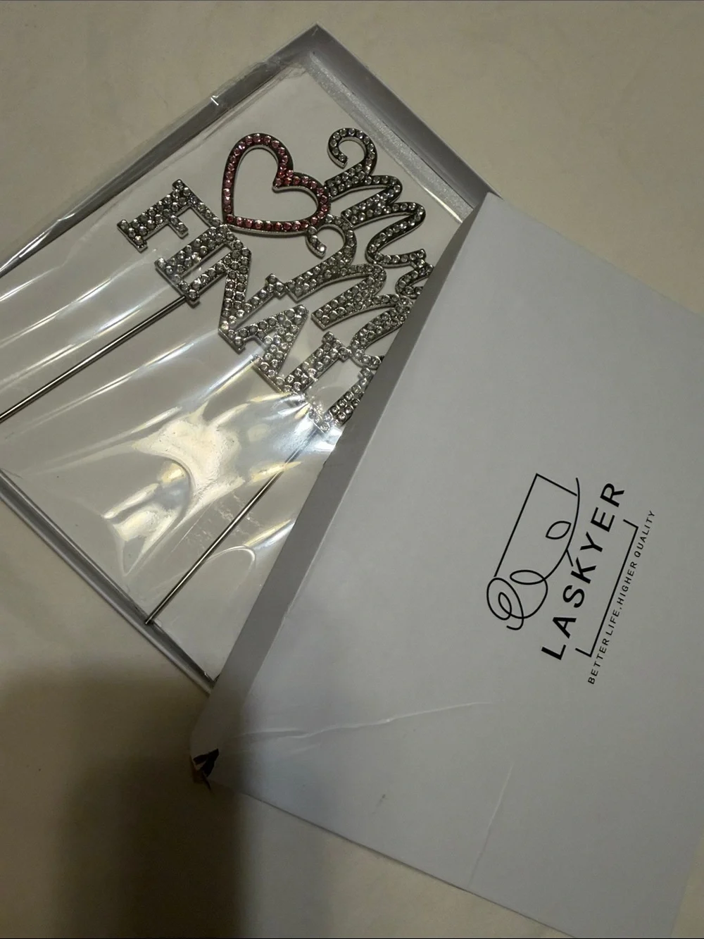 Silver 'Mr & Mrs Finally' Cake Topper with Pink Heart Accent